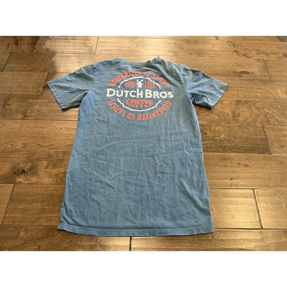 Dutch Bros Coffee Mens Blue Guaranteed To Satisfactory Short Sleeve T-Shirt M - Picture 3 of 8